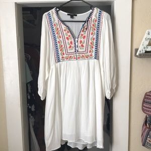 Embroidered White Dress